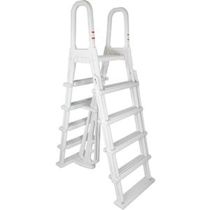 Blue Wave A-Frame Above Ground Pool Ladder with Flip-Up Safety Steps, Heavy Duty Pool Ladder for 48-54 Inch Pools, Non-Skid Pool Steps with Anti-Entrapment Barrier and Locking Design, 250 lb Capacity