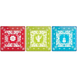 Assorted Colors Viva la Party Square Dessert Plates - 7" (Pack of 20) - Sturdy & Festive Design Party Essential, Perfect for Any Celebration