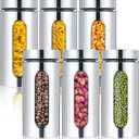 Mimorou 6 Pack Kitchen Canisters Set Airtight Coffee Sugar Tea Candy Storage Jars with Window Glass Stainless Steel Containers with Lids for Flour Cookies Spices Grains Kitchen Decorations(44 oz) (silver)