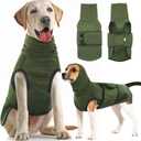 IDOMIK Dog Anxiety Calming Hoodie, Breathable Anxiety Jacket Vest for Thunderstorms, Fireworks, Vet Visits, Separation, Adjustable Hoodie for Noise Block & Ear Protection Recovery, Green, S (S(Chest Girth:15.7"-18.9"))