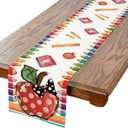 Siilues Back to School Decorations, Colorful Crayons Table Runners 72 Inches Long Back to School Table Runner for Indoor Outdoor Classroom Decor Dining Table Party Decorations (13" x 72")