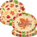 50PCS Thanksgiving Maple Leaf Party Plates Oval Fall Leaves Paper Plates for Birthday Baby Shower Holiday Autumn Harvest Party Supplies Tableware Decorations 25 Guests
