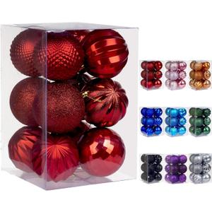 Christmas Balls Ornaments for Xmas Tree, Xmas Ball Baubles Set for Holiday Party and Wedding Decoration (3.15"/8CM, Red)