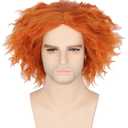 Topcosplay Halloween Costume Wig for Women Men Shaggy Afro Short Curly Cosplay Wigs Orange Ginger(1941)