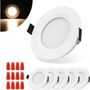 RV Puck Light, RV Recessed Ceiling Light, 12V RV Lights Interior, Ultra-Thin RV Light Fixtures, High Brightness Camper Interior Light for RV Motorhome Boat (Warm White, 6Pack White)
