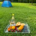 KEVLANG Clear Sturdy Acrylic Serving Tray with Handles-12x16Inch-Serving Coffee,Appetizer,Breakfast,Butler-Kitchen Countertop -Makeup Drawer Organizer-Vanity Table -Ottoman