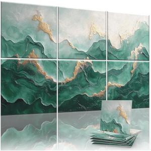 6-Pack Acoustic Wall Panels 72x48 Inch Decorative Acoustic Panels Sound Absorbing Wall Art for Studio Office Home Easy Installation (Emerald Ridge)