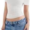 SUUKSESS Women Off The Shoulder Short Sleeve Tops Trendy Cowl Neck Going Out Basic T Shirt (Brown, S)