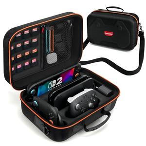 Switch 2 Case Compatible with Nintendo Switch 2, All-in-One Carrying Case with Card Slots & Zipper Pocket, Hard Shell Protective Portable Travel Bag for Switch 2 Console Pro Controller Accessories