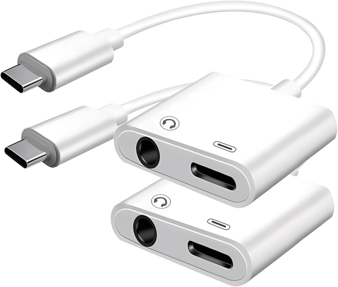 USB C to 3.5mm Jack Adapter with 60W Fast Charging, Type C Headphone Adapter Compatible with iPhone 17 /iPhone 16/15 Pro Max/15 Pro/15 Samsung Galaxy S24/S23/S22/S21 Ultra iPad Pro