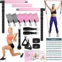 Pilates Bar Kit with Resistance Bands, Multifunctional Yoga Pilates Bar with Heavy-Duty Metal Adjustment Buckle, Portable Home Gym Pilates Resistance Bar Kit for Women Full Body Workouts (Pink(20/25/30lbs))