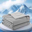 Cooling Comforter Queen Size, Double-Sided Cooling Blanket for Hot Sleepers & Night Sweats, Arc-Chill Q-Max > 0.4 Breathable Ice Blanket, Lightweight Cold Comforter (80''x90'', Light Grey)