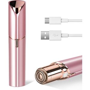 Facial Hair Remover for Women- as Seen on TV Painless Face Shaver -Mini Hair Remover, Electric Razor Shaver Portable Bikini Epilator for Lips, Chin, Armpit, Peach Fuzz, Fingers, Neck, Cheek(Rose Gold)