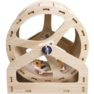Hamiledyi Wooden Hamster Wheel, Small Pets Exercise Wheel, Silent Running Wheel for Gerbil, Mice, Dwarf Syrian Hamster (8.26in)