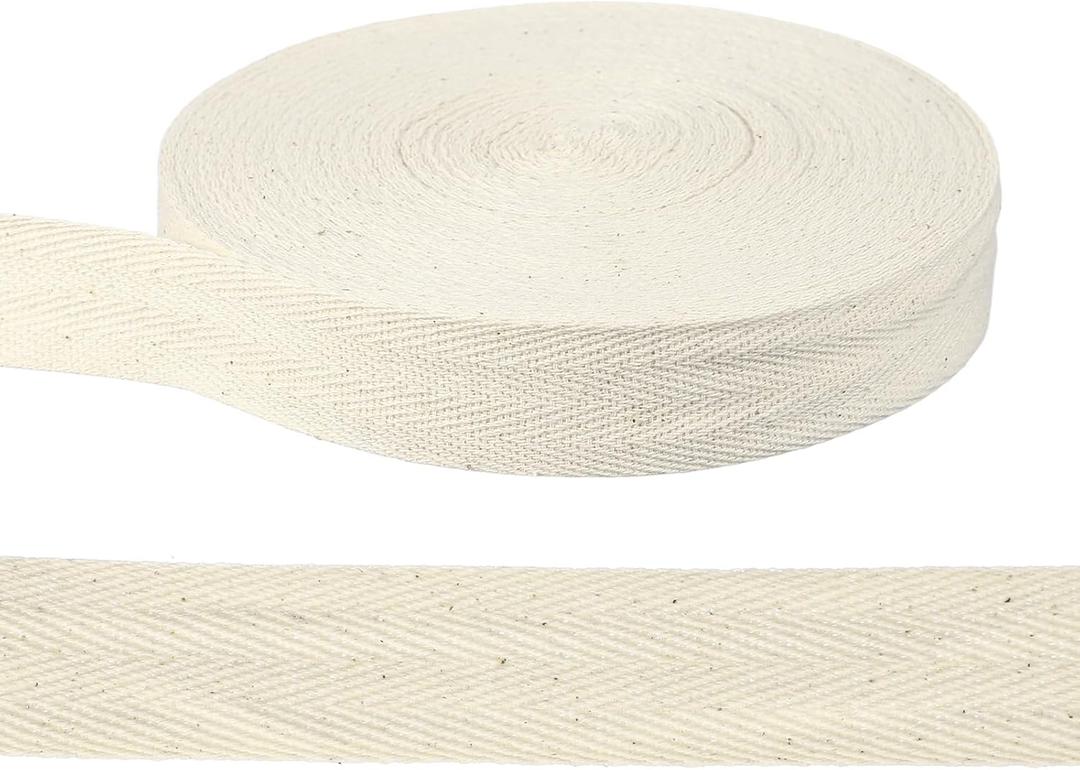 PATIKIL 27 Yards Cotton Twill Tape Ribbon, 1/8 Inch Herringbone Twill Tape Bias Ribbon Binding Tape or Sewing Hemming Binding Quilting Piping DIY Craft, White
