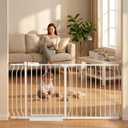 Extra Wide Baby Gate Tension Indoor Safety Gates White Metal Large Pressure Mounted Pet Gate Walk Through Long Safety Dog Gate for The House Doorways Stairs (62.2"-66.93"/158-170CM, White)