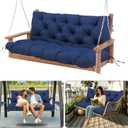Durable Extra 5" Thick Waterproof Outdoor Porch Swing Cushions 60-inch Swing Cushions 3 Seater Replacement Fade-Resistant with Backrest and 8 Ties, for Outdoor Patio Long Bench Furniture