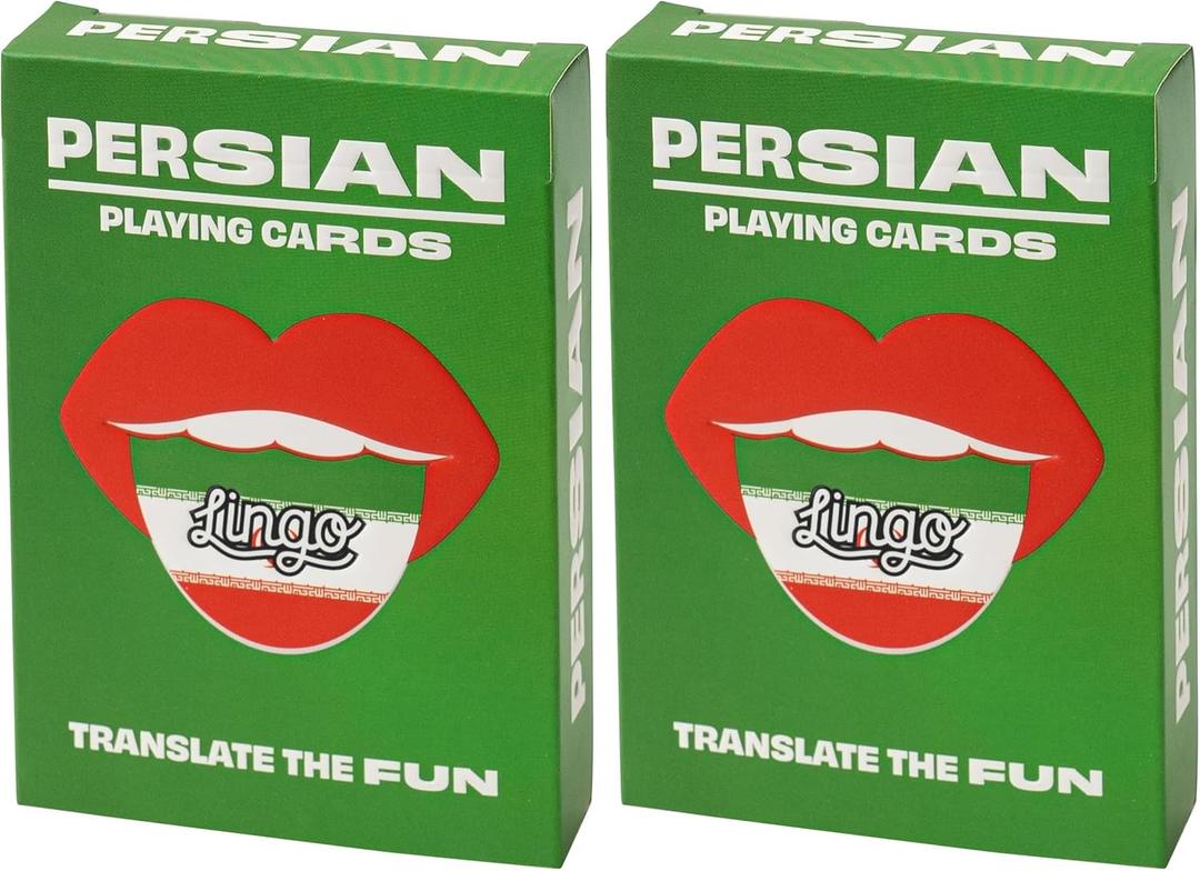 Persian Lingo Playing Cards | Travel Flashcards | Learn Persian Vocabulary in A Fun & Easy Way | 52 Essential Translations (Pack of 2)