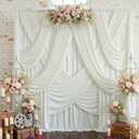 10x12ft Ivory Backdrop Curtain for Wedding Parties, Wrinkle Free 2 Panels Silky Polyester Photo Backdrop Drapes Back Drop Cloth Drapery for Birthday Photography Background Decor
