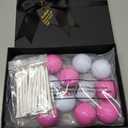 Realspring 25 Pcs/12 Sets Women's Golf Ball Funny Golf Ball for Women with Tees Gift Box and Golfing Gifts for Women Coworker Employee Golfer (Pink, Playful Style)