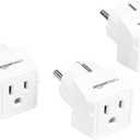 Amazon Basics 3-Pack Travel Plug Adapter Type E/F, Europe - France, Germany, Greece, Hungary, Iceland, the Netherlands, Norway, Poland, Portugal, Romania and Spain, White