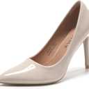 Women's Pumps Sexy High Heels 4 inch Pointed Closed Toe Stiletto Heel Evening Party Wedding Comfortable Dress Shoes (9, Nude Patent Pu)