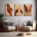 3Pcs Black Couple Canvas Wall Art Black Love Wall Decor Pictures African American Couple Holding Hands Posters Prints for Living Room Bedroom Decoration 12x16in