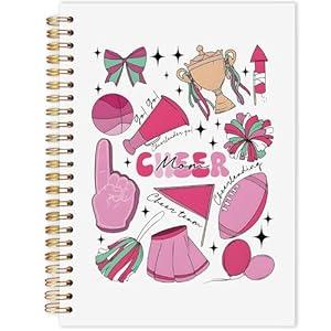 AQYIP Cheer Mom Spiral Notebook, Cheer Mom Gifts Journal for Women, Cheerleading Coach Gifts Journal, Preppy Girly Notebook for Note Taking, 5.5x8.3 Inch