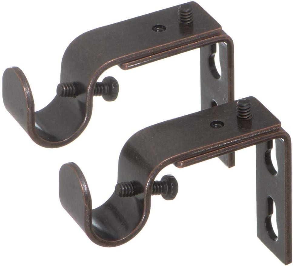 Ivilon Short Projection Brackets for Curtain Rods - for 1/2 or 5/8 Inch Rods. Set of 2 - Oil Rubbed Bronze