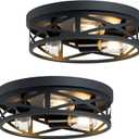 13 inch Black Flush Mount Ceiling Light Fixture, 3-Light, Close to Ceiling, Ideal for Hallway, Kitchen, Farmhouse, Bedroom