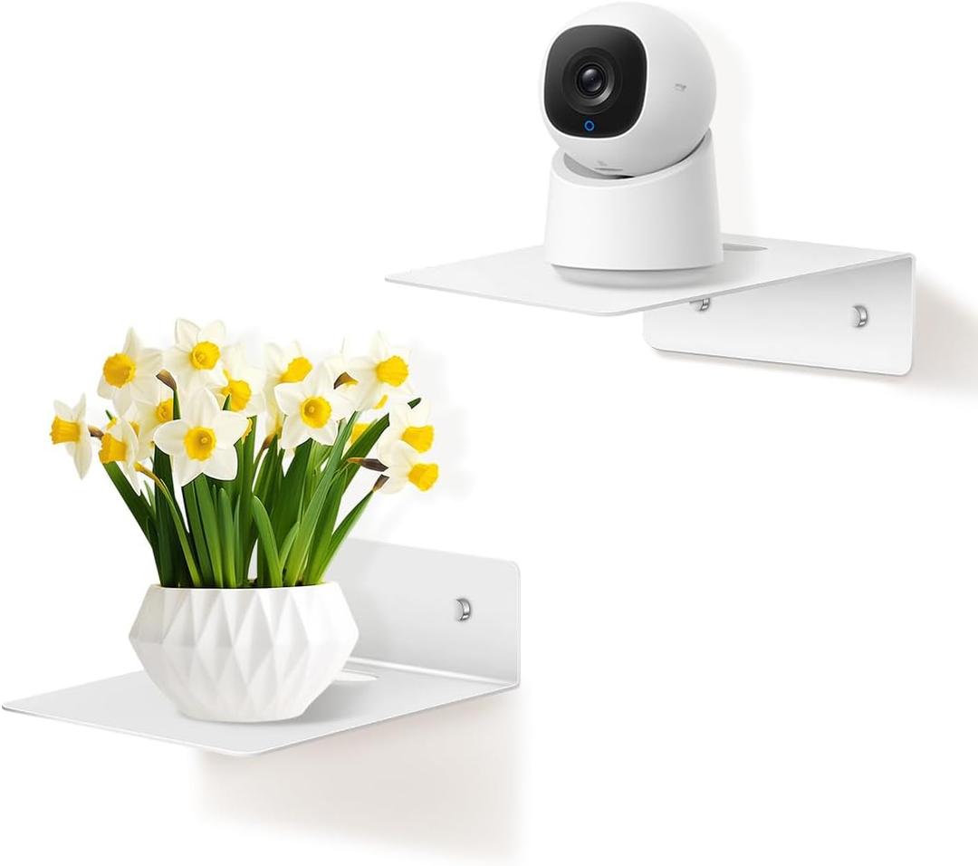 eZAKKA Floating Shelves for Wall, Mini Wall Shelf, 6" Display Shelves for Storage for Home Decor, Bedroom, Kitchen, Living Room, Bathroom, 2 Pack, White (4.8*6.1in)