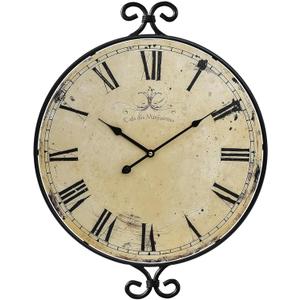 Farmhouse Wall Clock, Wrought Iron Frame with Retro Gold Finish, 17H13.4D Inch, Vintage Wall Clock Silent Battery Operated Wall Clocks for Living Room, Kitchen, Bedroom