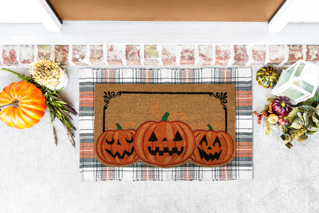 Halloween Pumpkin 2-piece Doormat & Layering Rug Set