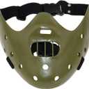 Hannibal Lecter Mask Cosplay The Silence of The Lambs Half Face Killer Halloween Costume Props Resin (Green)