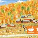 MOMIBOOK Puzzles for Adults 1000 Piece Jigsaw Puzzles of Autumn in The Mountains and Wilderness, Fall Painting Image Challenging Hard Impossible Puzzle, Funny Toys & Games Christmas Birthday Gifts (Horizontal 1000 Pcs)