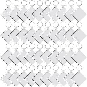 Duufin 120 Pieces Square Sublimation Keychain Blanks Double Side Heat Transfer Blanks MDF Key Rings Blank Board Key Chain Blanks for Sublimation DIY and Craft