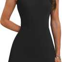 NIASHOT Athletic Dress for Women Mini Crew Neck Sleeveless Built in Shorts with Pockets Tennis Golf Dress (Black, M)