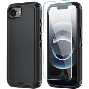 ONOLA Compitable with iPhone 16e Case & iPhone 17e Case with HD Screen Protector, [2 in 1 ] Heavy Duty Protection Phone Case for iPhone 16e /17e 6.1" (Black)