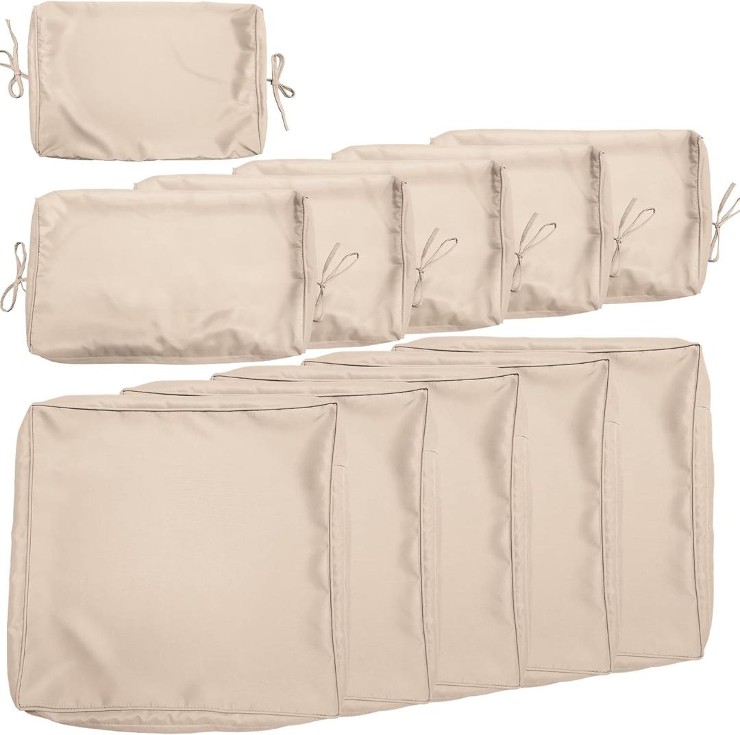 Outdoor Patio Cushion Cover Replacement, Outdoor Cushion Slipcovers for Outdoors Furniture Patio Sofa Couch Outside Zipper Design w/5 Seat Cushion Covers and 6 Backrest Pillow Covers (Brown)