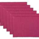 100% Cotton Ribbed Placemats - Set of 6-13 x 19 Inches - Fuchsia/Bright Pink - Everyday Basic Fabric Table Mats - Thick Construction, Washable Cloth Place Mats - by AVKA Studio