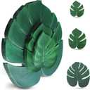 100Pcs Palm Leaves Artificial Tropical Monstera Plant Fake Leaves Safari Birthday Decorations,Jungle Theme Party Supplies,Faux Green Leaf for Hawaiian Luau Tiki Aloha Beach BBQ Table Decoration 3 Size