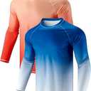 2 Pack Men's Sun Protection Long Sleeve Swim Shirts UPF 50+ Loose Fit Rash Guards Fishing Quick Dry Clothing, Size L
