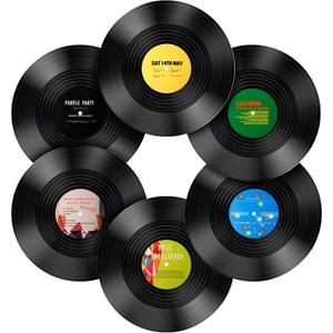 Mersoco Blank Records Decor 6 Pack, Vintage 12 Inch Replica Vinyl Fake LP Records for Wall Aesthetic Decor and Home Room Studio Crafts Music Party Display(Plain Black with 12 Individual Stickers)