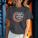 Halloween Shirts for Women Dancing Skeleton Tshirts Fall Pumpkin Shirt Halloween Party Tee Tops (Gray, M)