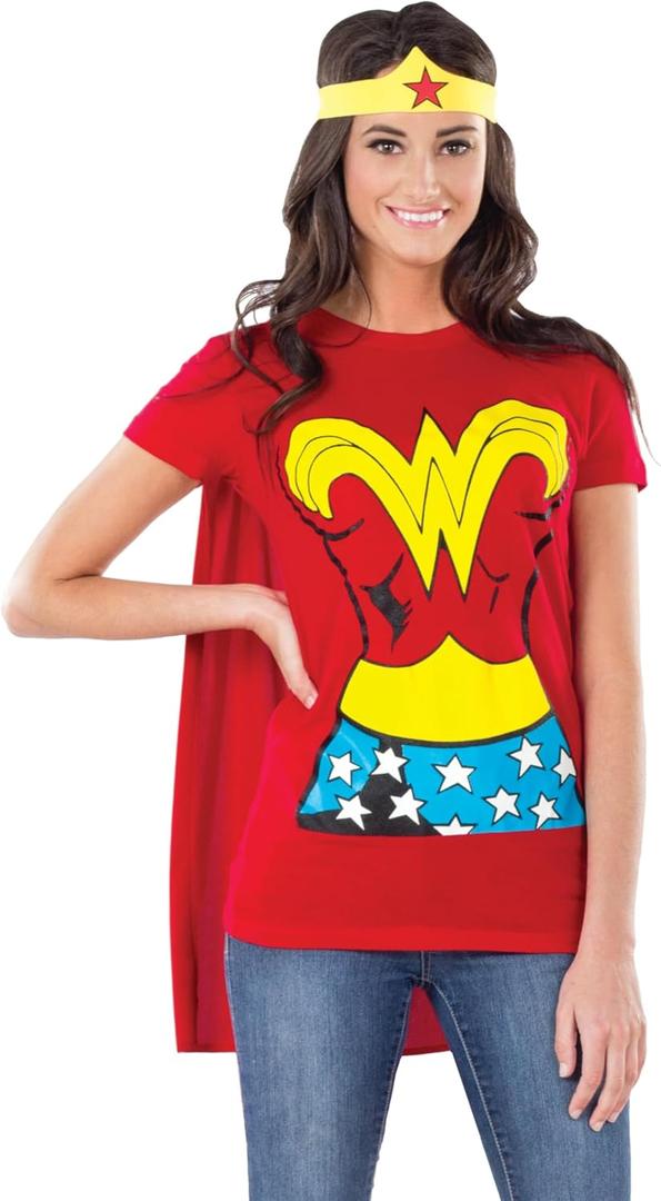 Rubies Women's DC Comics Wonder Woman T-Shirt with Cape (Large)