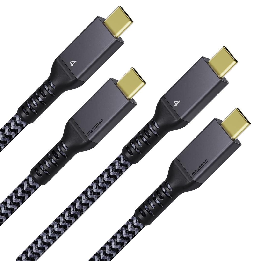 Maxonar [2 Pack 3.3FT] Thunderbolt 4 Cable, 240W Thunderbolt Cable 40Gbps Sync 8K/5K@60Hz Display and for Thunderbolt 4, Thunderbolt 3, USB4, and USB-C Devices