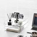 Gagee 4 Pack Paper Organizer for Desk,Clear Stackable Paper Sray Holder, Office Desk Organizer for Notes, Pens, File, Document