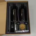 [Luxury] Kitchen Soap Dispenser Set - 16OZ Amber Glass Bottle, Stainless Steel Pump, Instant Dry Tray, Waterproof Labels, Non-Slip Silicone Pad, and Dish Brush | Upgrade for Your Kitchen and Bathroom