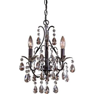 Minka Lavery 3122-301 Lavery Mini Chandelier, 3-Light, 180 Total Watts, 13.25-in H x 18.25-in W, Castlewood Walnut with Silver Highlights