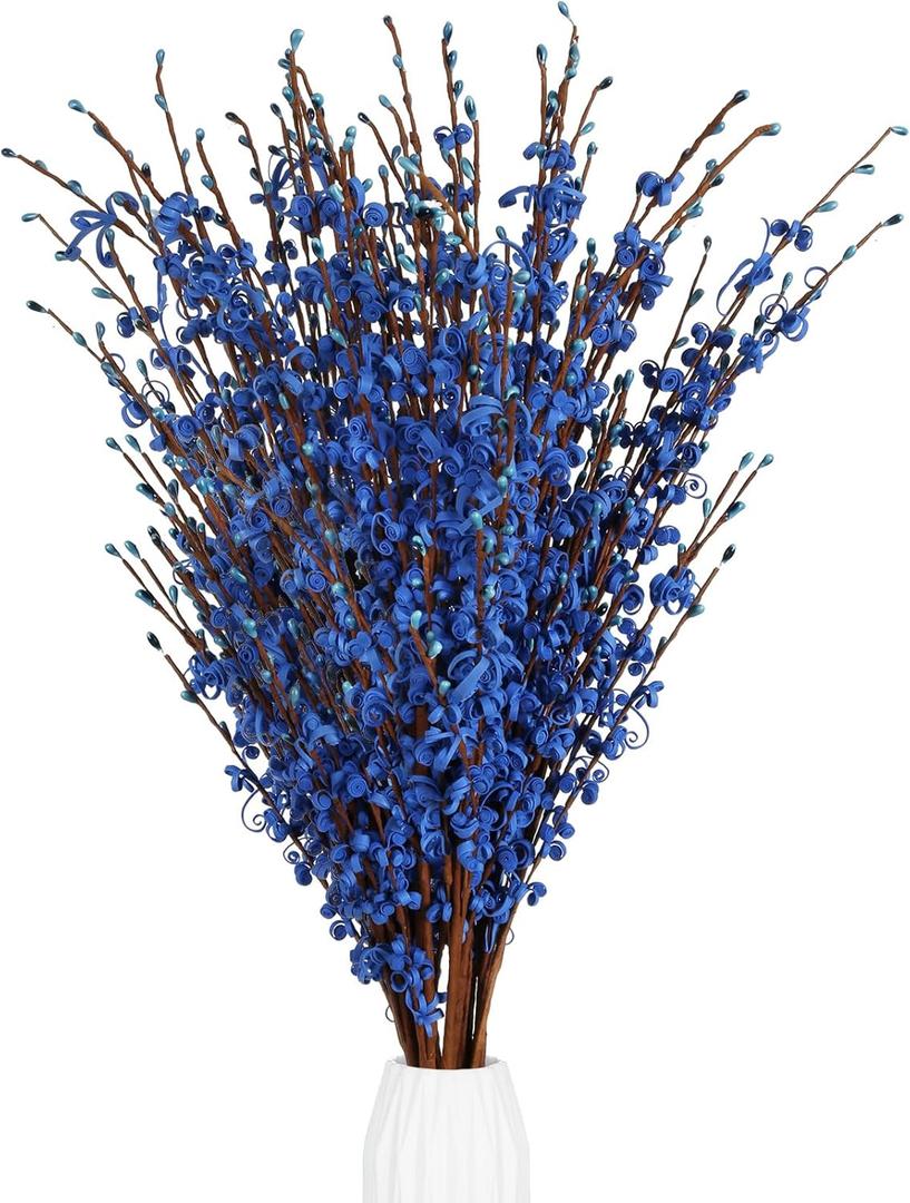 15PCS Blue Flowers 29.5" Jasmine Flowers Long Stem Artificial Flowers for Tall Vase Wedding Party Home Office Kitchen Decoration(Blue)